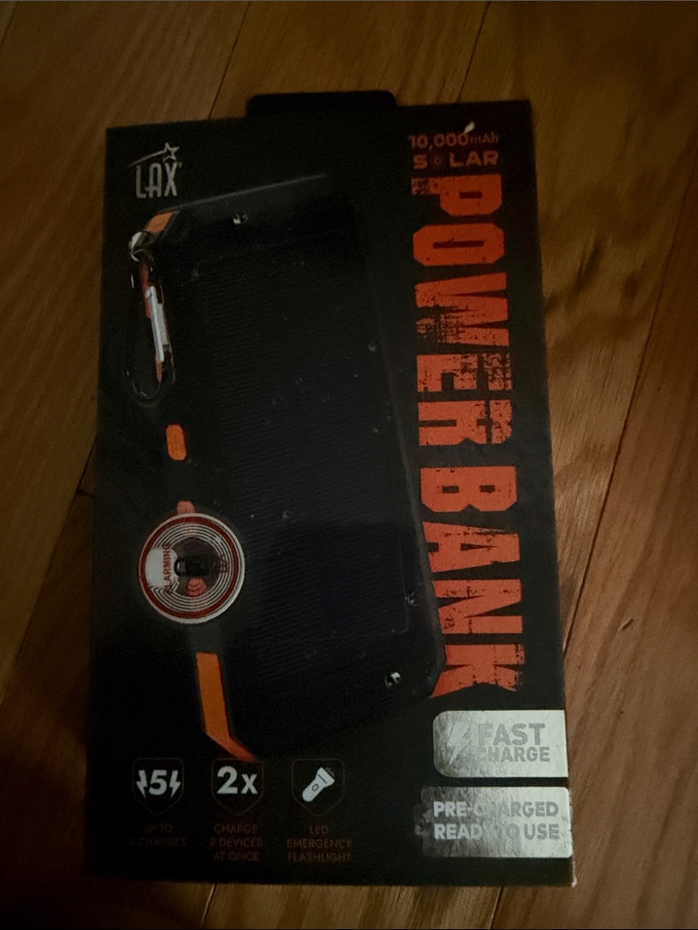10,000mAh Solar Power Bank Portable Charger - Black/Orange
